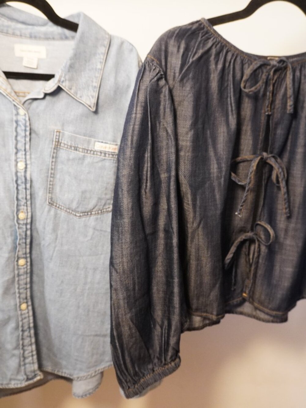 2-Piece Chambray Denim Top Bundle XL — Calvin Klein Jeans + Banana Republic